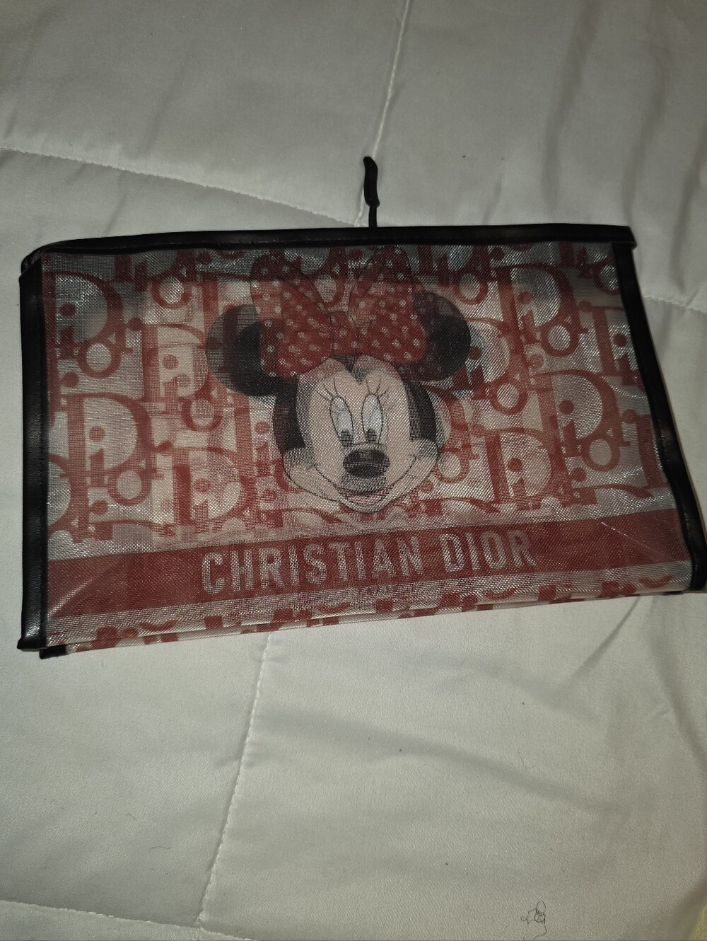 Red Minnie Mouse Clear Zip Pouch